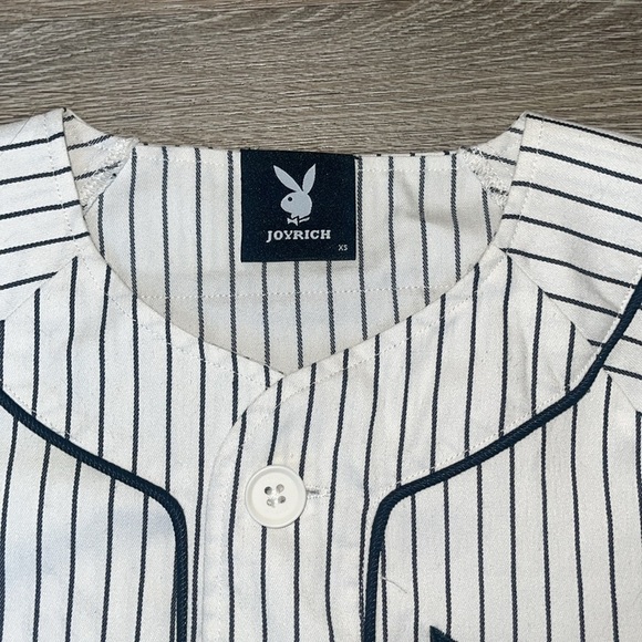 PLAYBOY joyrich baseball jersey Button Up Jersey size xs black and white bunny - Picture 5 of 10